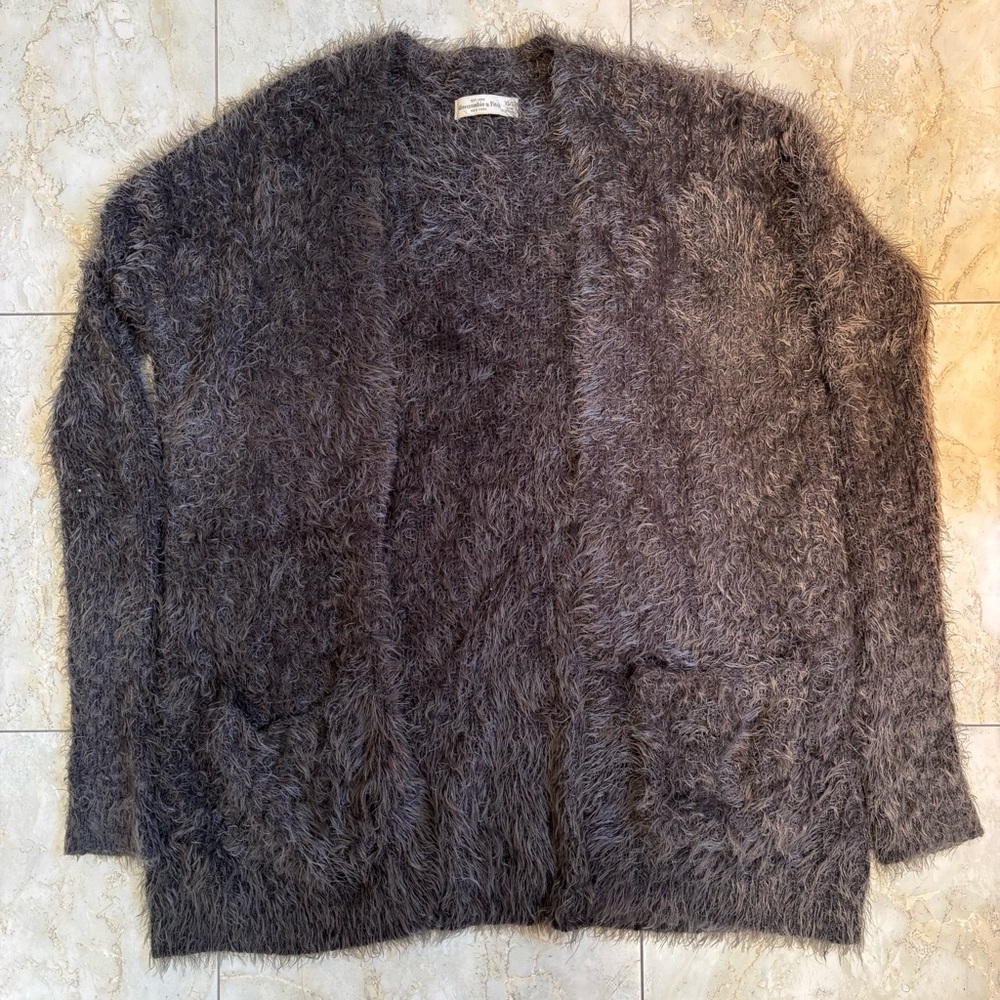 Abercrombie & Fitch Women’s Charcoal Fuzzy Cardigan - Size XS/S